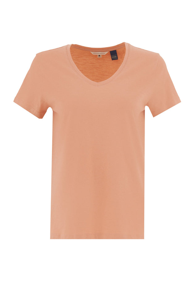 Dames V-hals T-shirt Peach