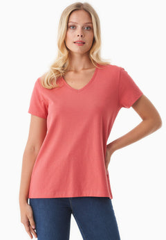 Dames V-hals T-shirt Radiant Red