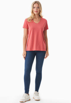 Dames V-hals T-shirt Radiant Red