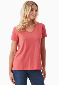 Dames V-hals T-shirt Radiant Red