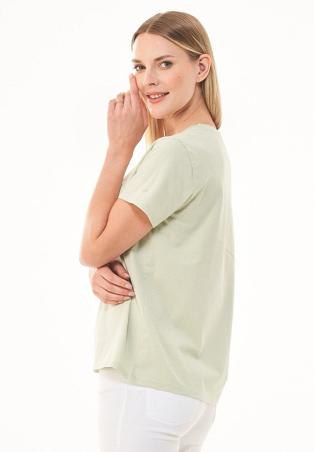 Dames V-hals T-shirt Soft Green