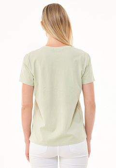 Dames V-hals T-shirt Soft Green