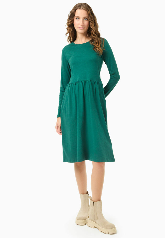 Longsleeve Jersey Jurk Deep Emerald Green