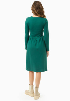 Longsleeve Jersey Jurk Deep Emerald Green