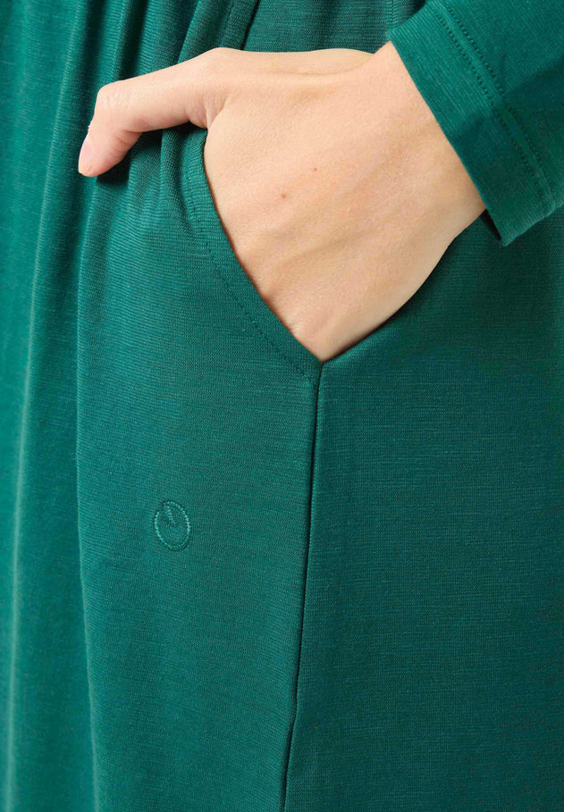Longsleeve Jersey Jurk Deep Emerald Green