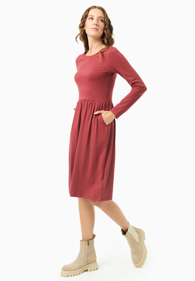 Longsleeve Jersey Jurk Merlot Red