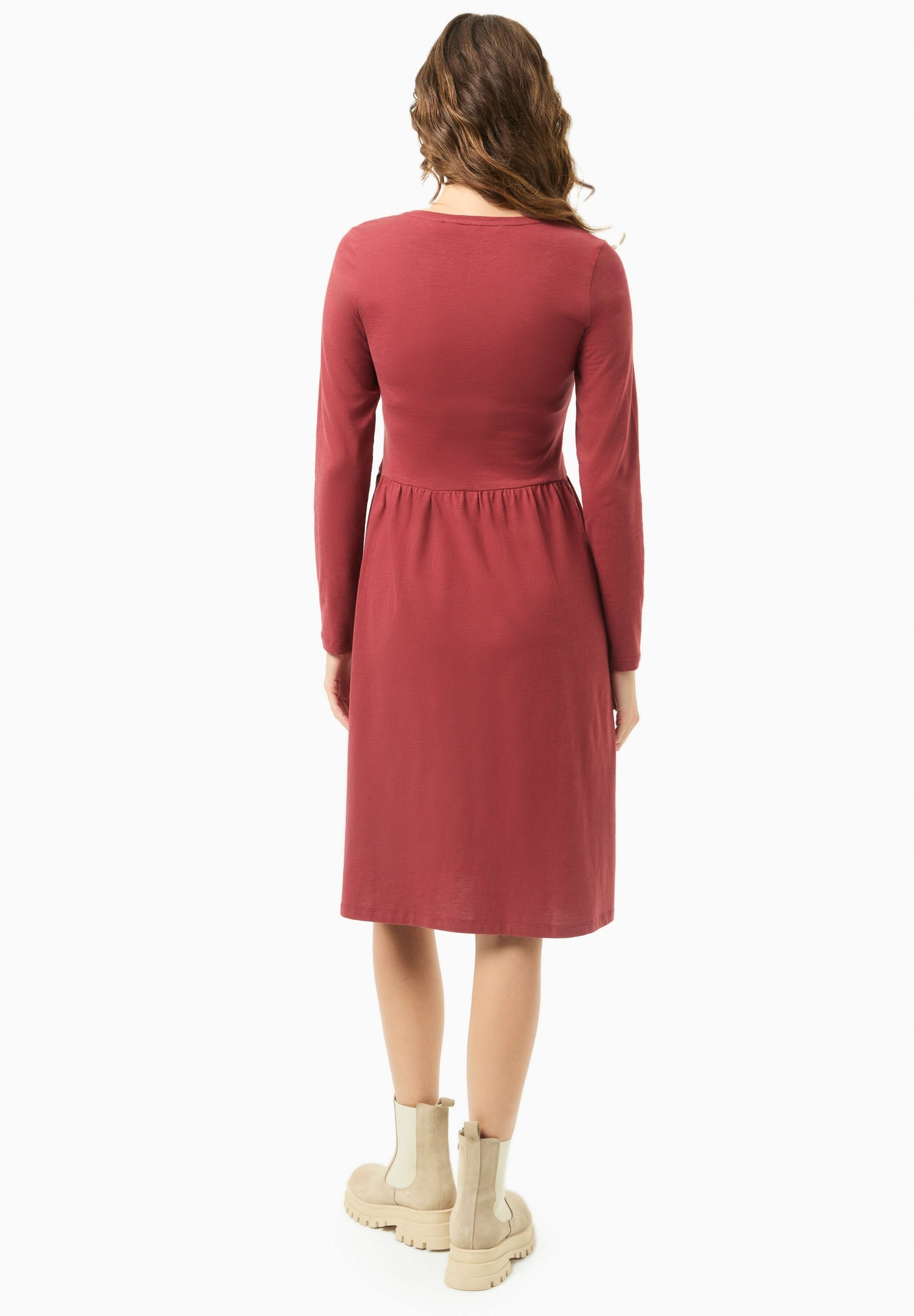 Longsleeve Jersey Jurk Merlot Red