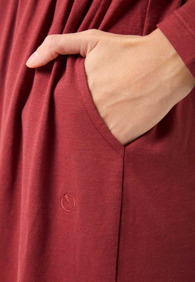 Longsleeve Jersey Jurk Merlot Red