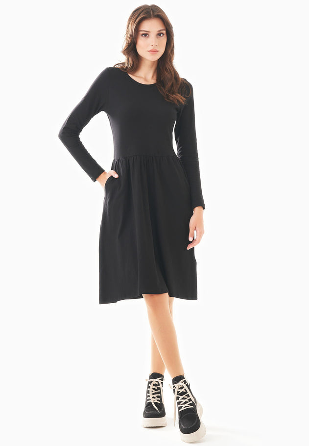 Longsleeve Jersey Jurk Zwart