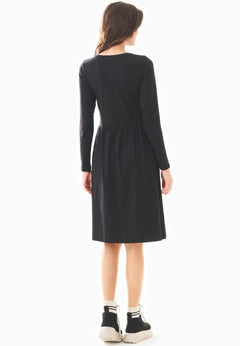Longsleeve Jersey Jurk Zwart