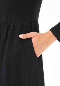 Longsleeve Jersey Jurk Zwart