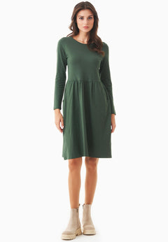 Longsleeve Jersey Jurk Dark Olive Green