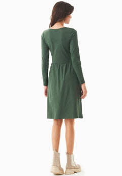 Longsleeve Jersey Jurk Dark Olive Green