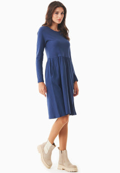 Longsleeve Jersey Jurk Marineblauw
