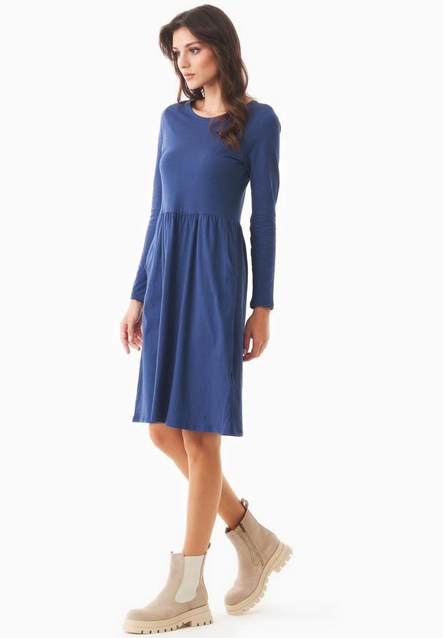 Longsleeve Jersey Jurk Marineblauw