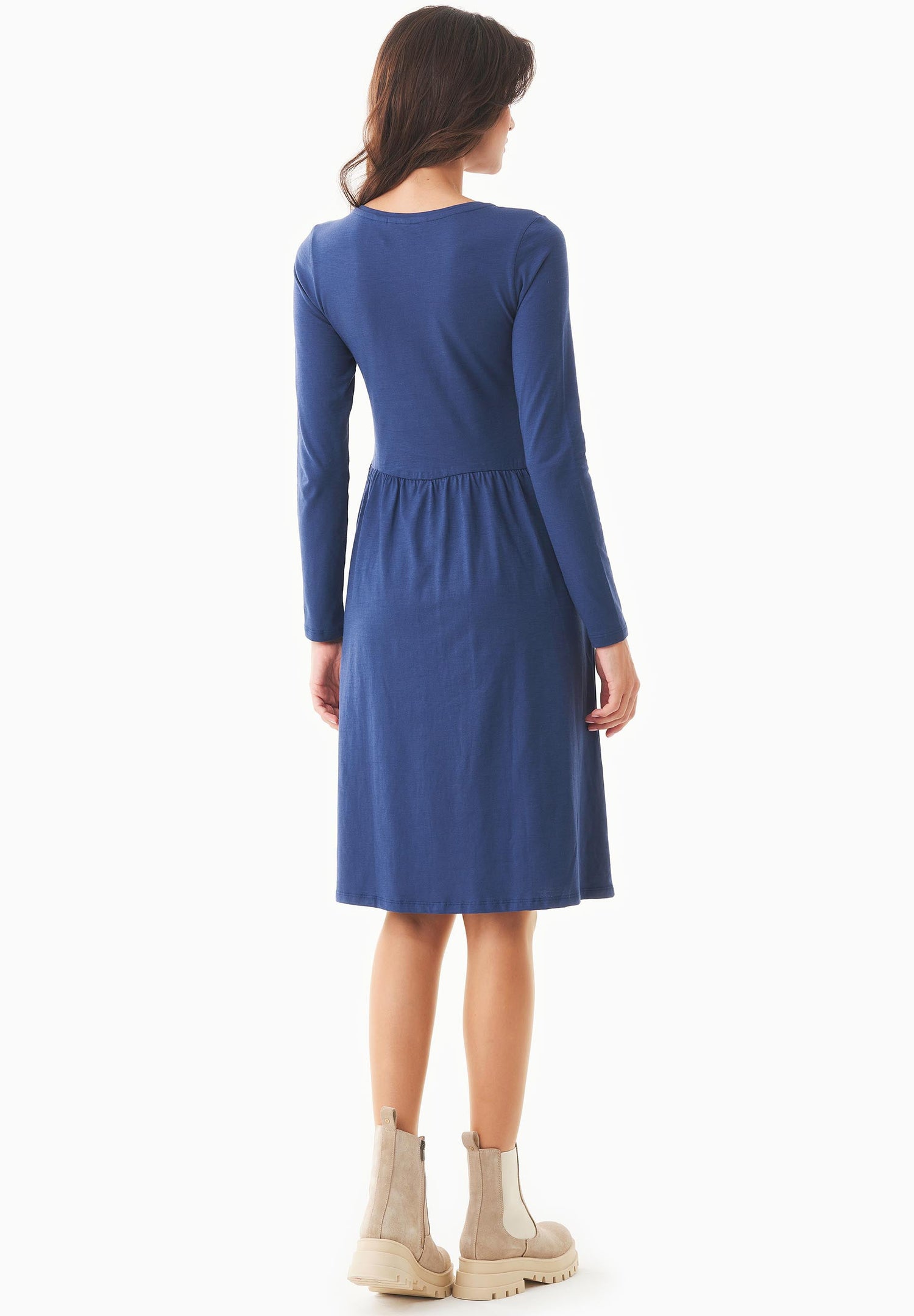Longsleeve Jersey Jurk Marineblauw
