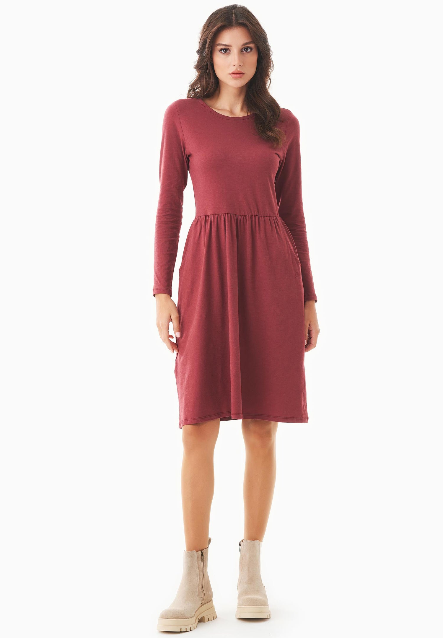 Longsleeve Jersey Jurk Syrah Red