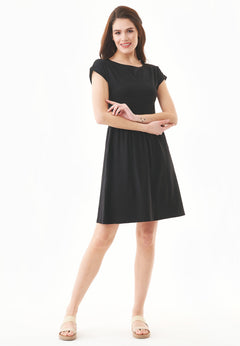 Slub jersey Met zijzakken Jurk Zwart