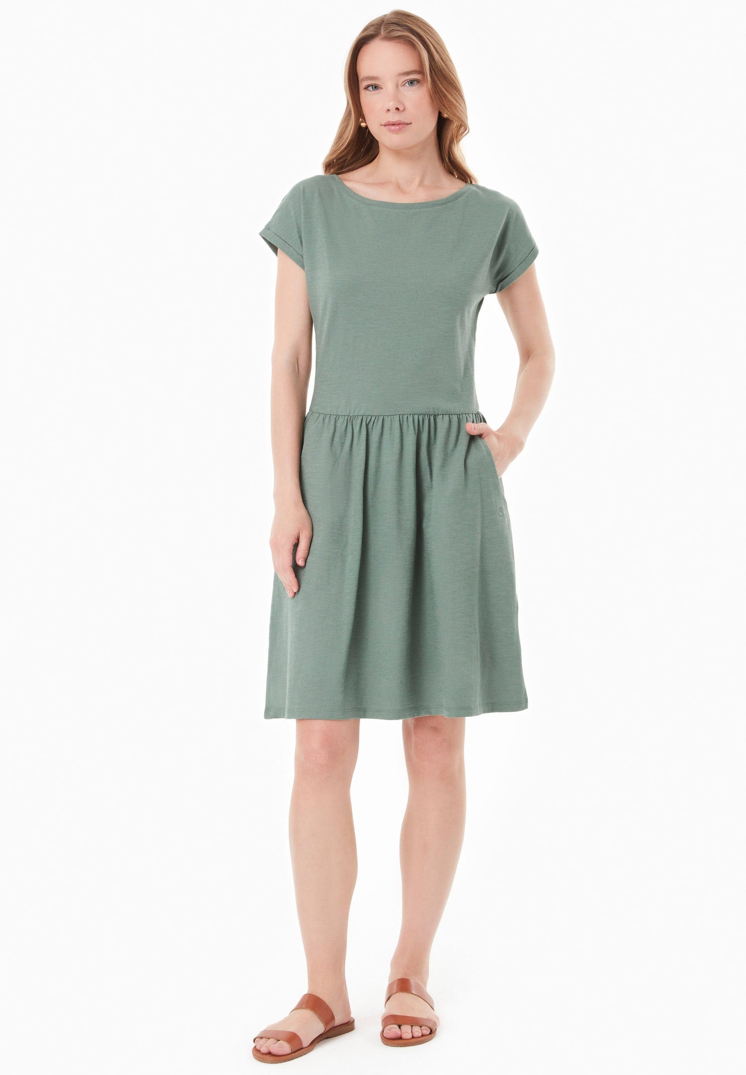 Slub jersey Jurk Green Tea