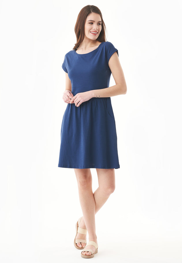 Slub jersey Jurk Marineblauw