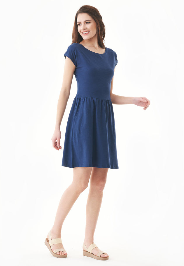 Slub jersey Jurk Marineblauw