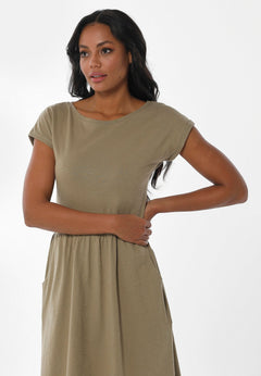 Slub jersey Jurk Olive Green