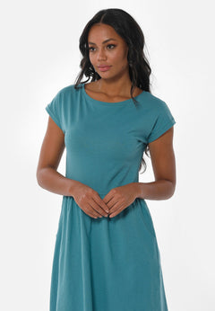 Slub jersey Jurk Petrol Green