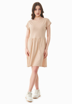 Slub jersey Jurk Soft Beige