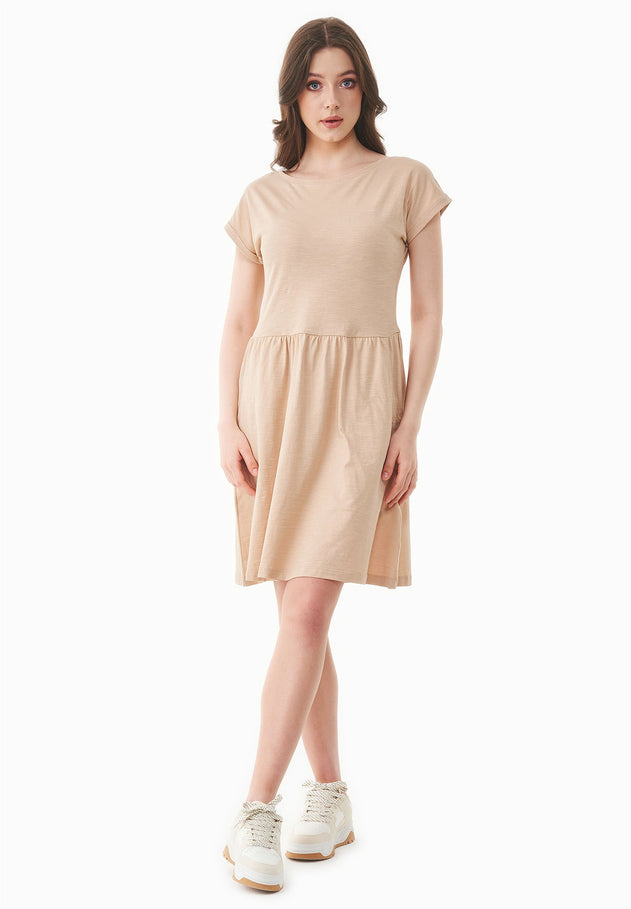 Slub jersey Jurk Soft Beige