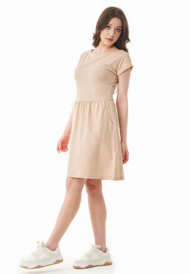 Slub jersey Jurk Soft Beige
