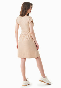 Slub jersey Jurk Soft Beige