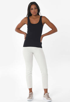 Dames Geribbeld Top Zwart