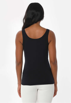 Dames Geribbeld Top Zwart