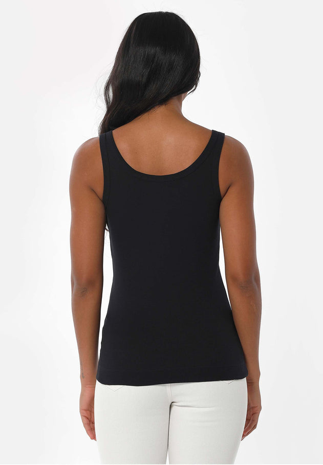 Dames Geribbeld Top Zwart