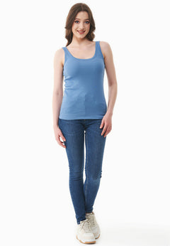 Dames Geribbeld Top Coronet Blue