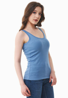 Dames Geribbeld Top Coronet Blue