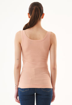 Dames Geribbeld Top Indian Tan
