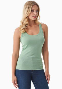 Dames Geribbeld Top Matcha Green