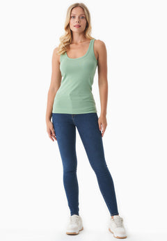 Dames Geribbeld Top Matcha Green