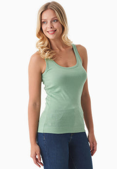 Women's Basic Ribbed Top Matcha Green