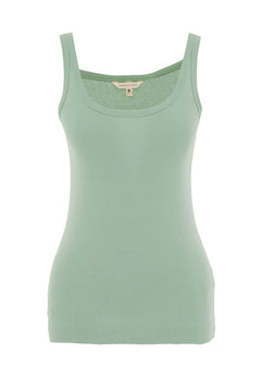Dames Geribbeld Top Matcha Green
