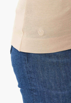 Dames Geribbeld Top Soft Beige