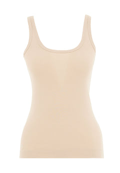 Dames Geribbeld Top Soft Beige