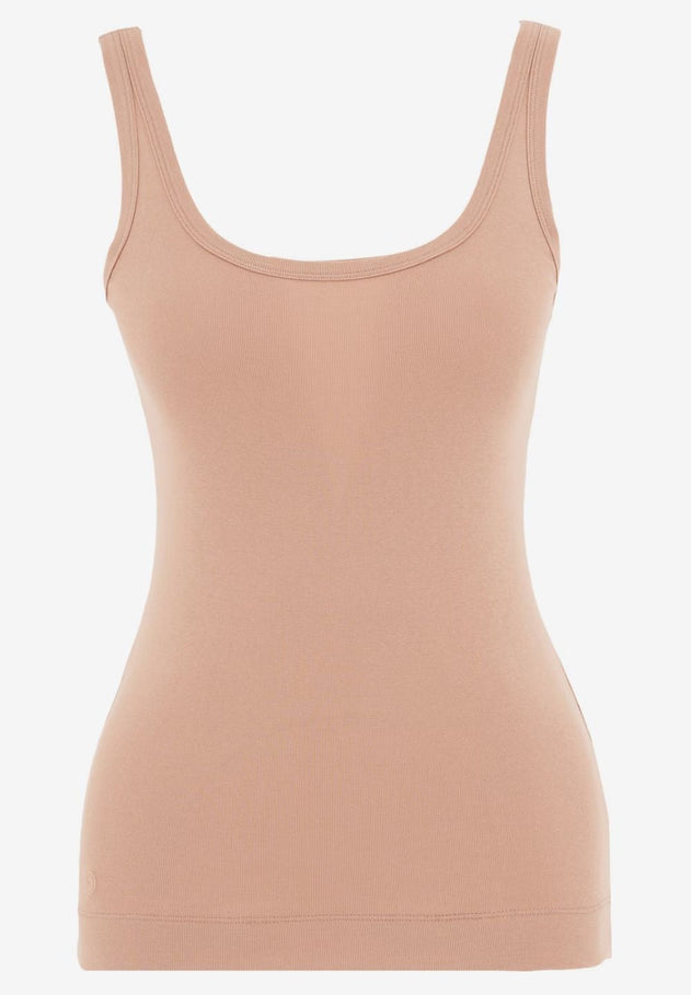 Dames Geribbeld Top Indian Tan