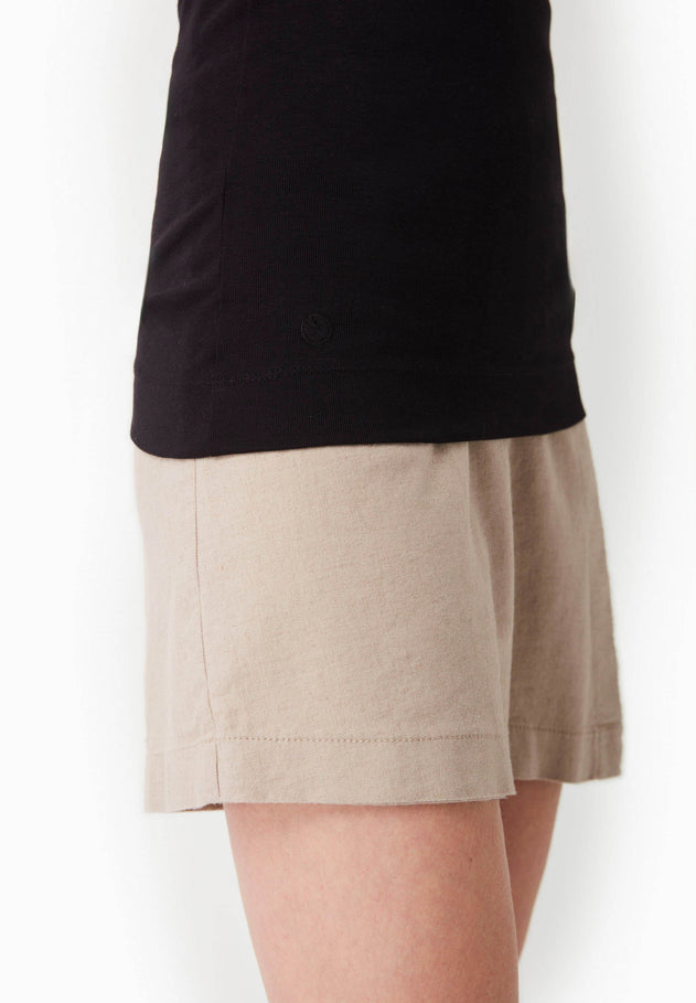 Dames Hoge hals Geribbeld Top Zwart