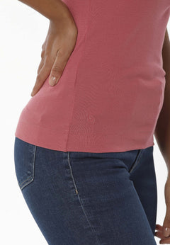 Women's High Neckline Ribbed Top Desert Rose Pink