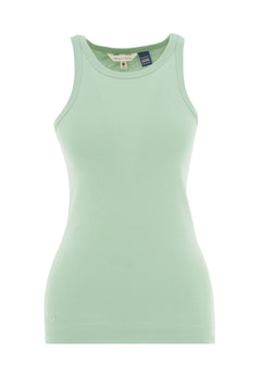 Women's High Neckline Ribbed Top Matcha Green