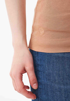 Dames Hoge hals Geribbeld Top Tan Beige