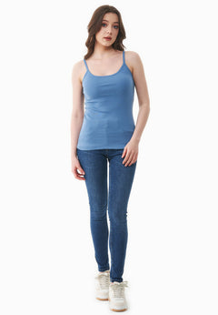 Dames Geribbeld Spaghettibandjestop Coronet Blue
