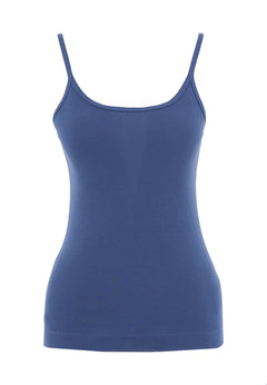 Dames Geribbeld Spaghettibandjestop Marineblauw